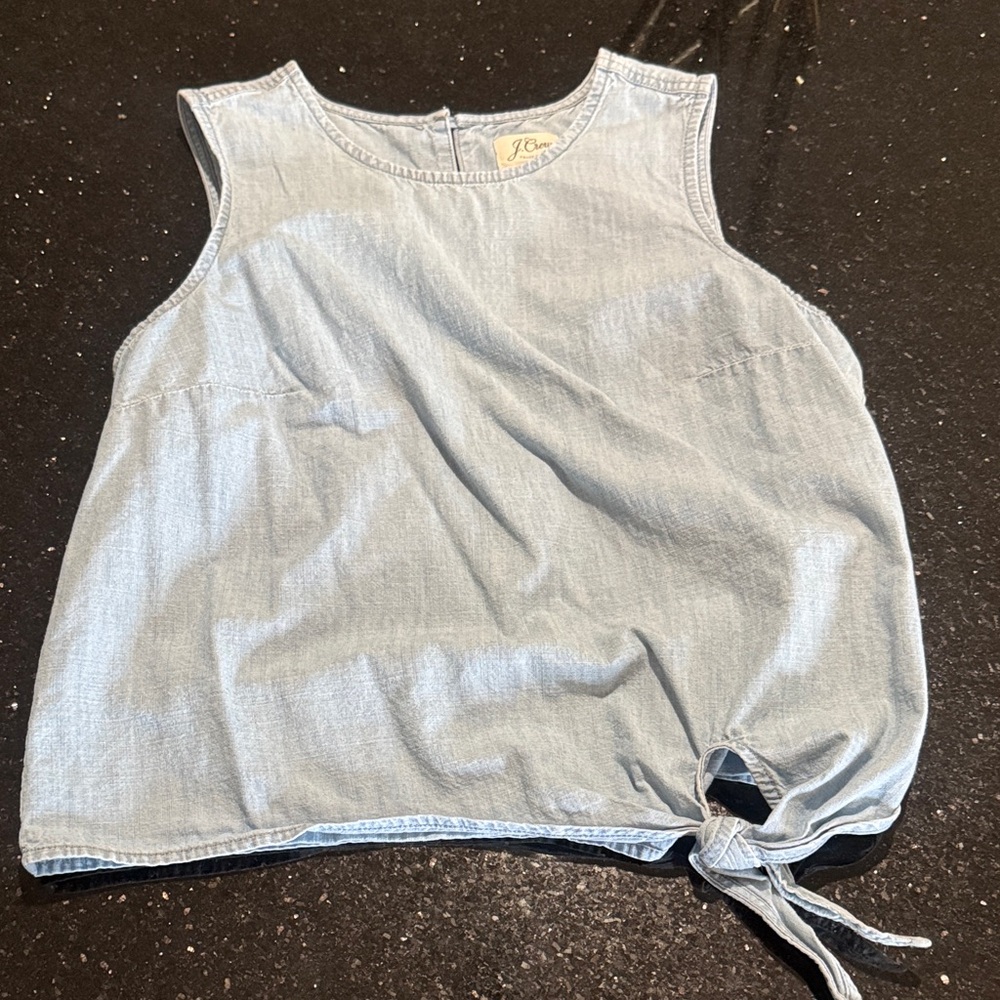 J. Crew chambray Blue Tie-Front Tank Top shell